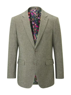 Clearance Skopes Single Breasted Jude Tweed Tailored Fit Suit Jacket Green