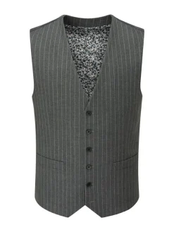 Skopes Grey Cassius Stripe Suit Waistcoat^ Vests