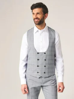 Skopes Double Breasted Double Breasted Scoop Anello Suit Waistcoat Grey