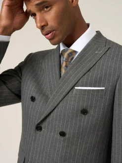 Skopes Grey Double Breasted Cassius Tailored Fit Stripe Suit Jacket^ Grey Suits|Suits & Tuxedos