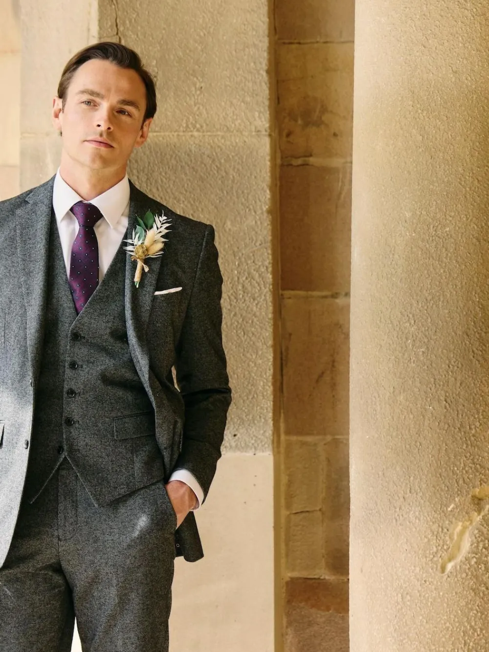 Clearance Skopes Fox Tailored Fit Textured Suit Jacket Grey