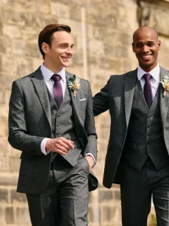 Clearance Skopes Fox Tailored Fit Textured Suit Jacket Grey