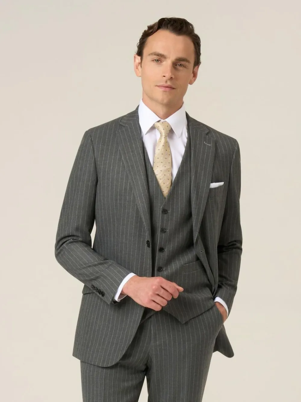 Skopes Grey Single Breasted Cassius Tailored Fit Stripe Suit Jacket^ Grey Suits