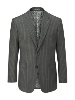 Skopes Grey Single Breasted Cassius Tailored Fit Stripe Suit Jacket^ Grey Suits