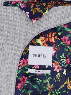 Discount Skopes Single Breasted Jude Tweed Tailored Fit Suit Jacket Light Grey