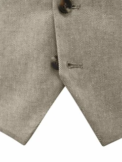 Skopes Single Breasted Tailored Fit Calvados Linen Blend Suit Waistcoat^ Vests