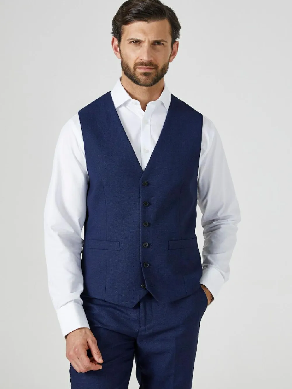 Clearance Skopes Navy Blue Single Breasted Harcourt Single Breasted Tailored Fit Suit Waistcoat