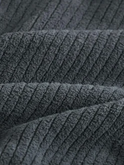 Discount Next Borg Fleece Ribbed Texture Hoodie Slate Grey