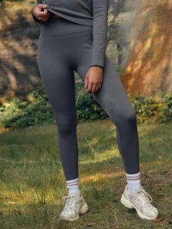 Next Slate Grey Ribbed Seamless High Waist Leggings^Women Sportswear|Leggings & Sweatpants