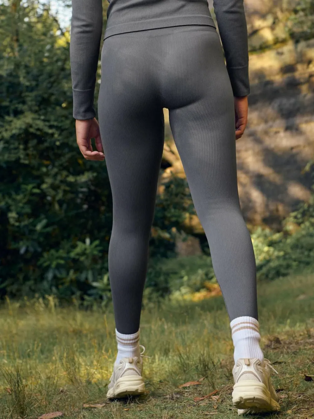 Next Slate Grey Ribbed Seamless High Waist Leggings^Women Sportswear|Leggings & Sweatpants