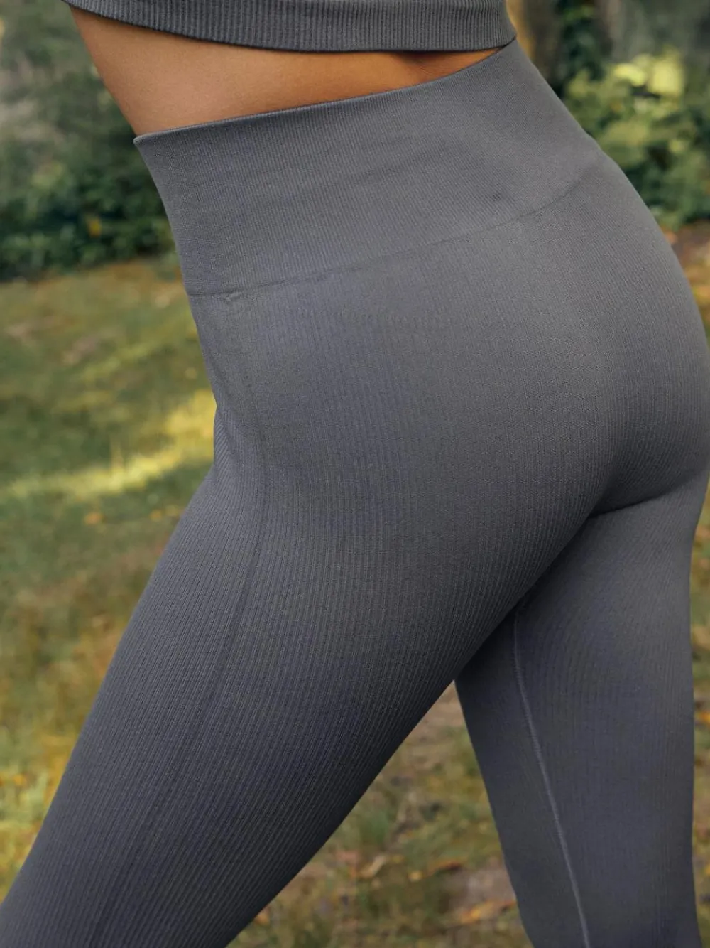 Next Slate Grey Ribbed Seamless High Waist Leggings^Women Sportswear|Leggings & Sweatpants