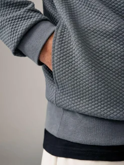 Next Slate Grey Textured Overhead Hoodie