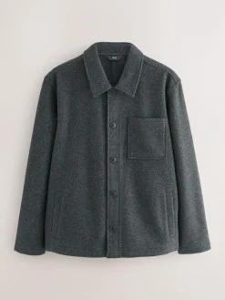 Best Next Wool Look Fleece Shacket Slate Grey
