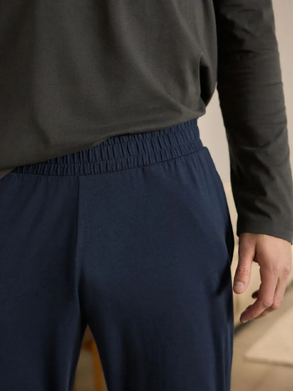 New Next Long Sleeve Jersey Pyjamas Set Slate Grey/Navy