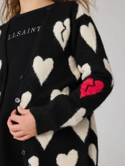 smALLSAINTS Black Amore Heart Girls Long Knitted Cardigan^ Knitwear & Sweaters|Knitwear