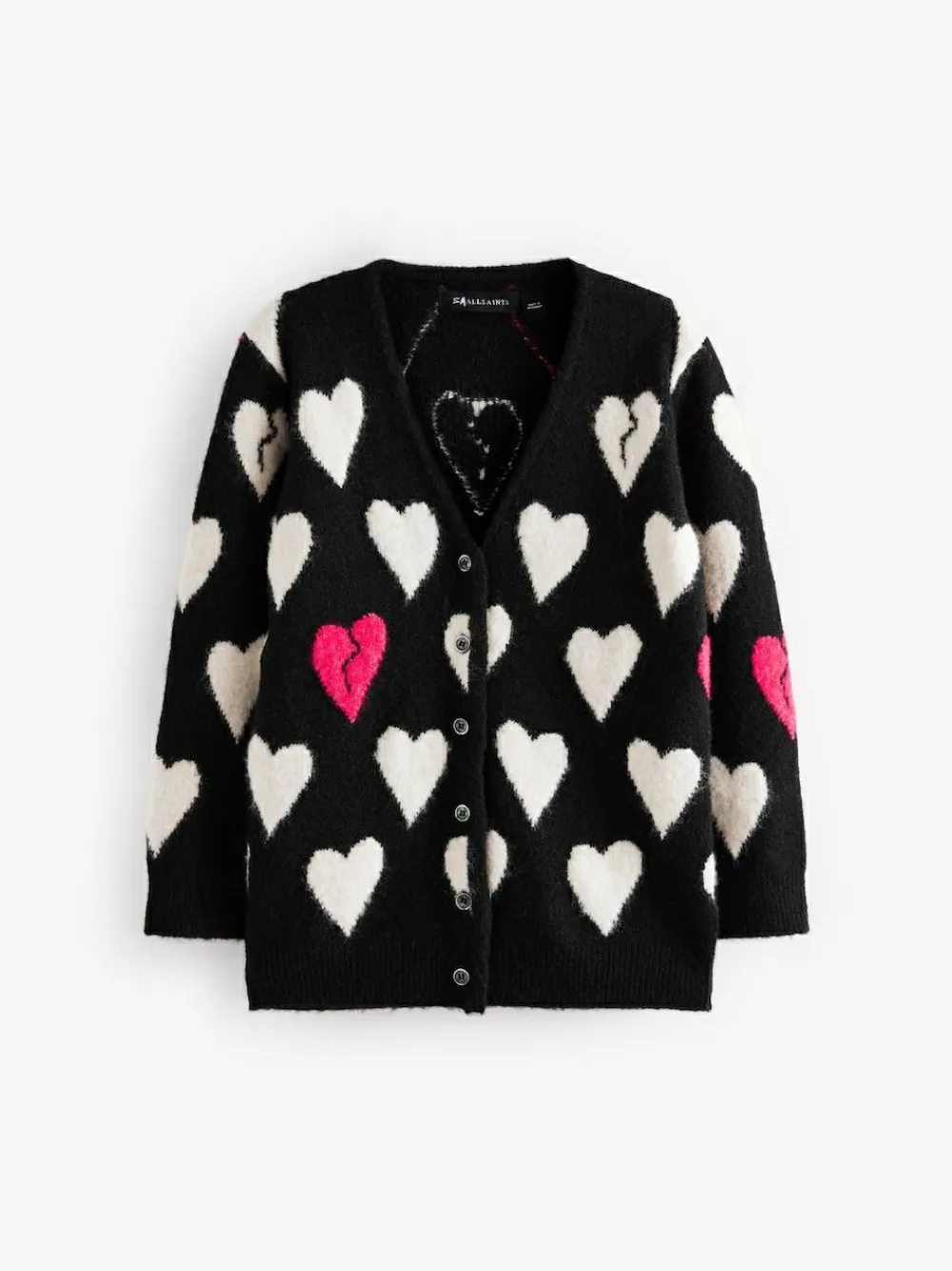 smALLSAINTS Black Amore Heart Girls Long Knitted Cardigan^ Knitwear & Sweaters|Knitwear