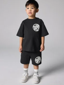 Sale smALLSAINTS Distortion T-Shirt and Sweat Shorts Set Black