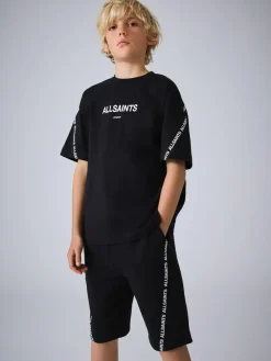Outlet smALLSAINTS Black Logo Tape T-Shirt and Sweat Shorts Set