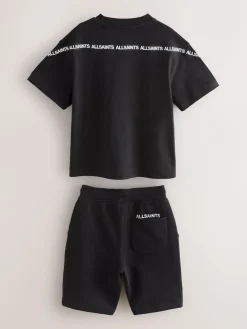 Outlet smALLSAINTS Black Logo Tape T-Shirt and Sweat Shorts Set