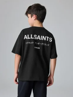 Discount smALLSAINTS Black Oversized Underground Crew Neck Cotton T-Shirt