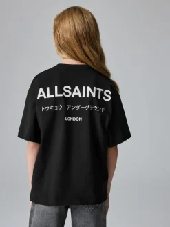 Discount smALLSAINTS Black Oversized Underground Crew Neck Cotton T-Shirt