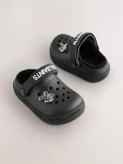 New smALLSAINTS Print Borg Lined Clog Slippers Black