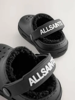 New smALLSAINTS Print Borg Lined Clog Slippers Black