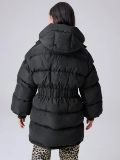 Best smALLSAINTS Black Waisted Longline Padded Coat