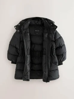 Best smALLSAINTS Black Waisted Longline Padded Coat