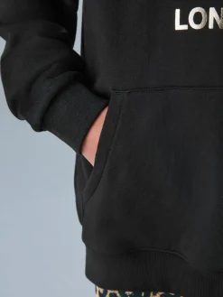 smALLSAINTS Black/Gold Biggy Oversized Pullover Hoodie^ Sweatshirts & Hoodies