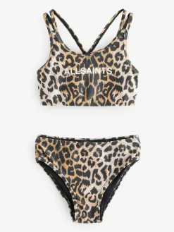 smALLSAINTS Leopard Print Logo Strappy Top Bikini Set^ Swimwear