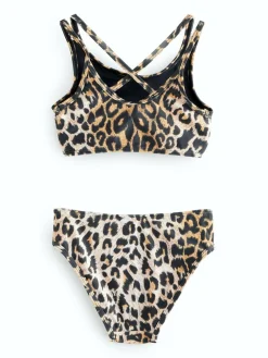 smALLSAINTS Leopard Print Logo Strappy Top Bikini Set^ Swimwear