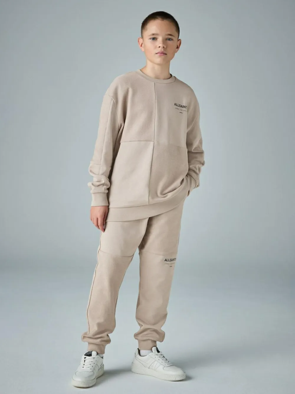Clearance smALLSAINTS Underground Oversized Textured Panel Sweatshirt and Joggers Set Light Brown