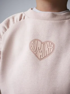 Online smALLSAINTS Light Pink Lover Sweatshirt and Wide Leg Joggers Younger Set