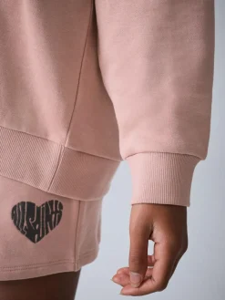 Hot smALLSAINTS Mid Pink Lover Hoodie and Sweat Shorts Set
