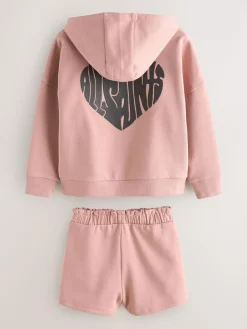 Hot smALLSAINTS Mid Pink Lover Hoodie and Sweat Shorts Set