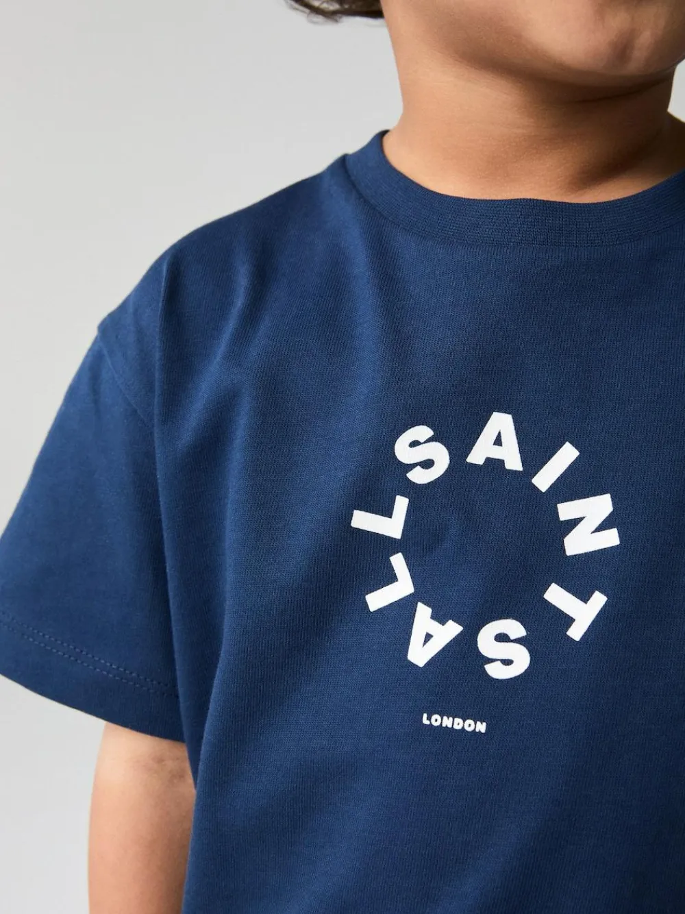 Clearance smALLSAINTS Navy Younger Boys Tierra 100% Cotton T-Shirt and Sweat Shorts Set