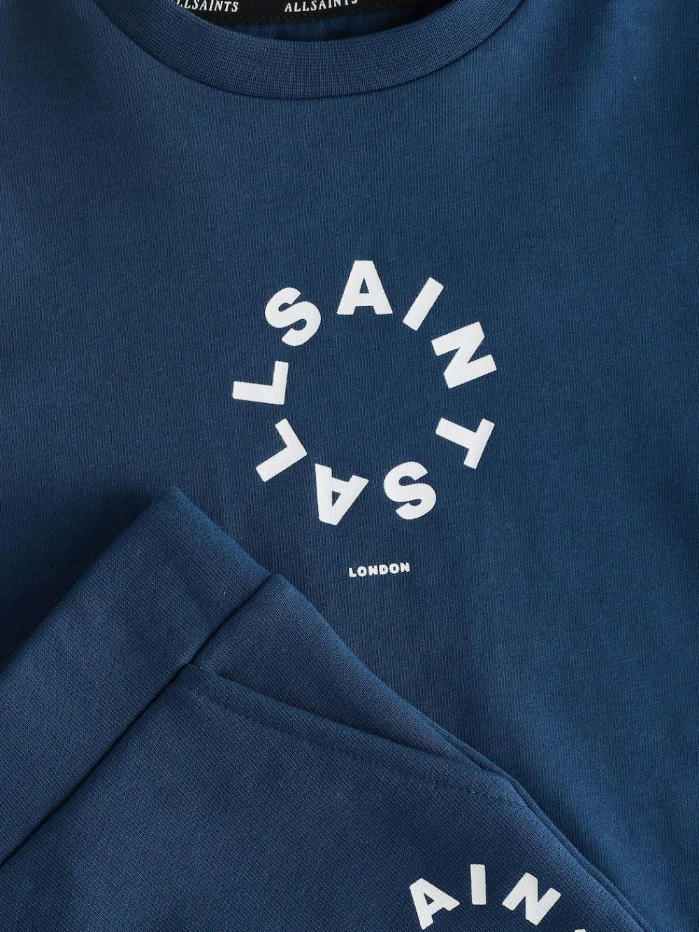 Clearance smALLSAINTS Navy Younger Boys Tierra 100% Cotton T-Shirt and Sweat Shorts Set