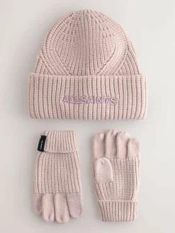 Hot smALLSAINTS Pink Underground Logo Beanie and Gloves Set