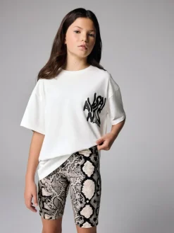 smALLSAINTS White/Snake Orlando Oversized T-Shirt and Cycling Shorts Set^ Shorts & Skirts