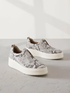 Next Slip On Signature Leather Chunky Wedge Platform Trainers^Women Sneakers