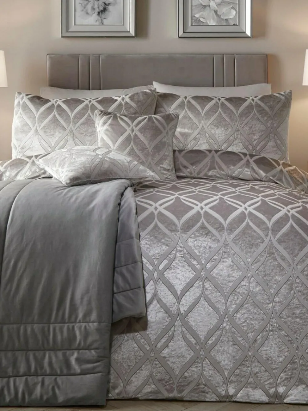 Hot Soiree Belfort Jacquard Duvet Cover Set Silver
