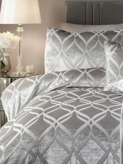 Hot Soiree Belfort Jacquard Duvet Cover Set Silver
