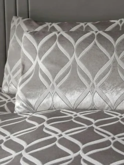 Hot Soiree Belfort Jacquard Duvet Cover Set Silver