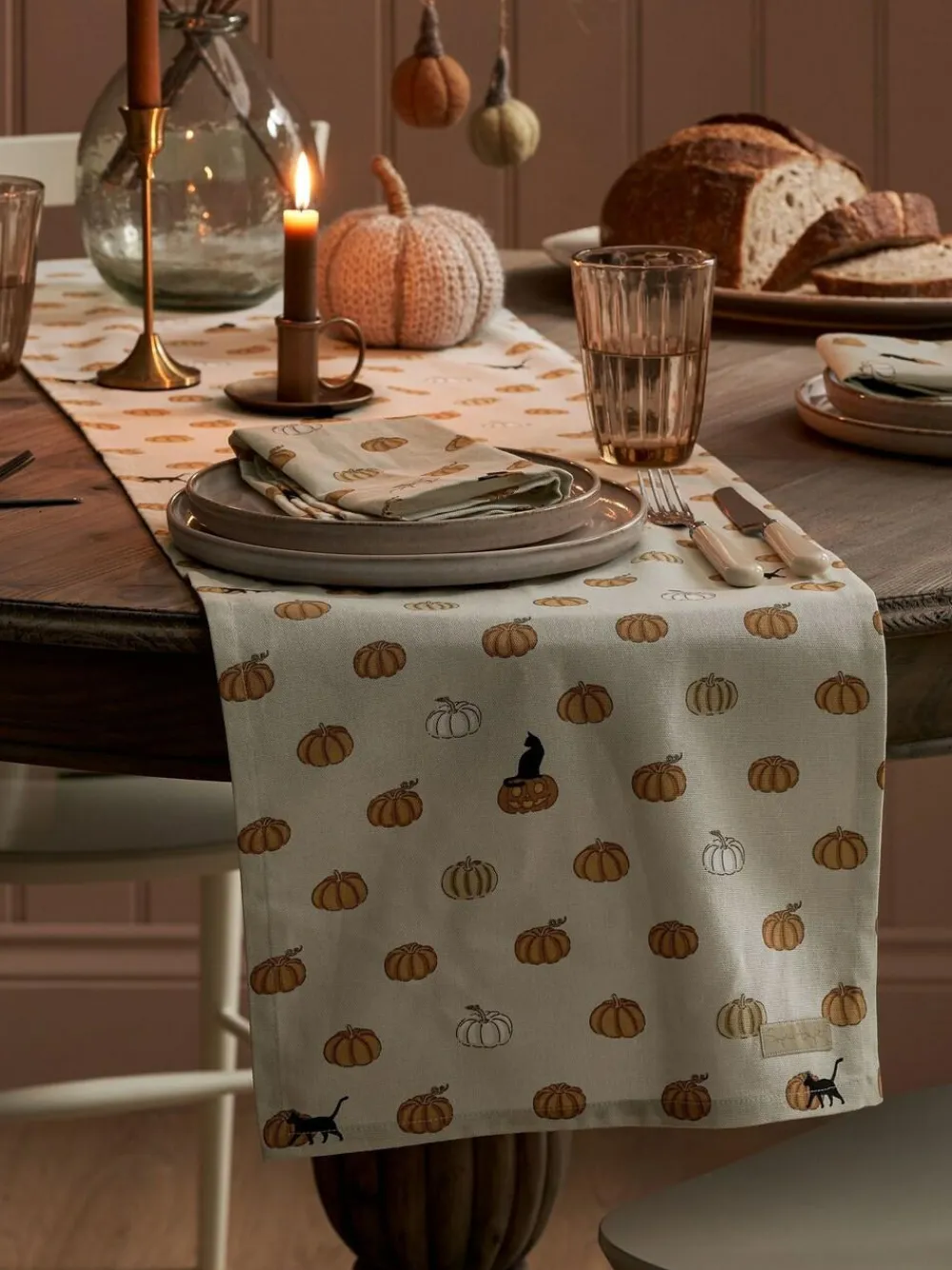 Sophie Allport Natural Trick or Treat Pumpkin Table Runner^ Table Linen, Placemats & Coasters