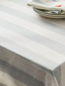 Sophie Allport Pale Blue Linen Witham Stripe Tablecloth^ Table Linen, Placemats & Coasters