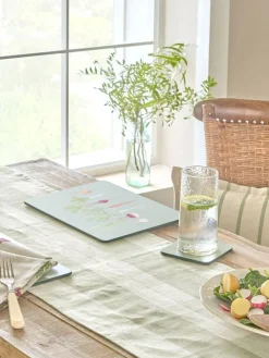 Sale Sophie Allport Sage Green Linen Gingham Table Runner