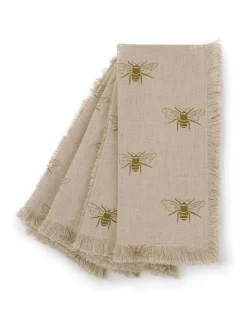 Best Sophie Allport Set of 4 Natural Linen Bee Napkins With Fringe