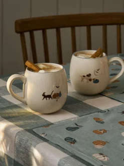 Sophie Allport Soft Teal Paws & Pumpkins Stoneware Mug