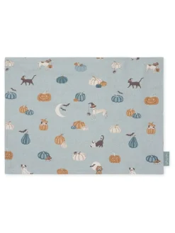 Sophie Allport Soft Teal Paws & Pumpkins Washable Placemats Set of 2^ Table Linen, Placemats & Coasters